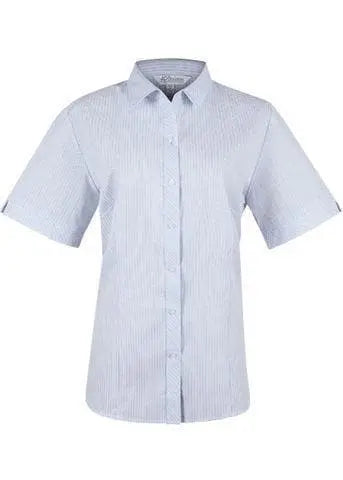 Aussie Pacific Ladies Bayview Short Sleeve Shirt 2906S Corporate Wear Aussie Pacific White/Sky 4