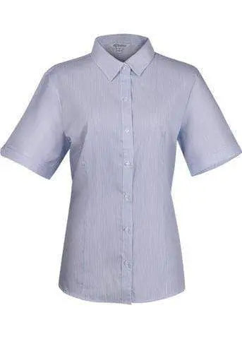 Aussie Pacific Ladies Henley Short Sleeve Shirt 2900S Corporate Wear Aussie Pacific White/Navy 4