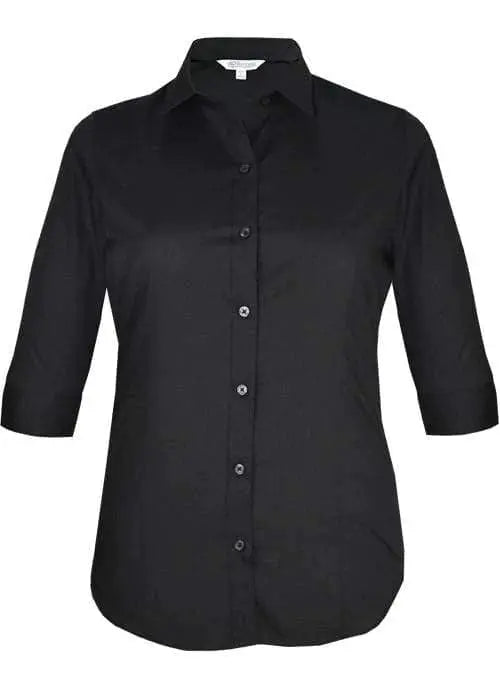 Aussie Pacific Ladies Kingswood 3/4 Sleeve Shirt 2910t Corporate Wear Aussie Pacific Black 4