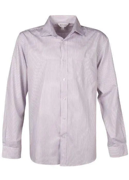 Aussie Pacific Men's Henley Long Sleeve Shirt 1900l Corporate Wear Aussie Pacific White/Purple XXS