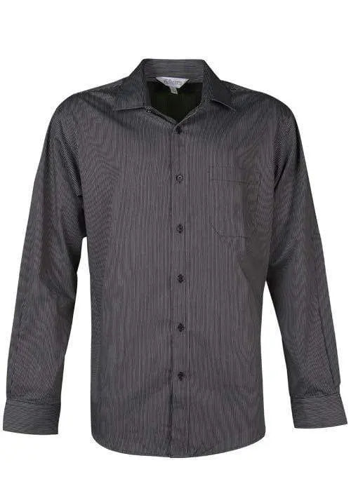 Aussie Pacific Men's Henley Long Sleeve Shirt 1900l Corporate Wear Aussie Pacific Black/Silver XXS