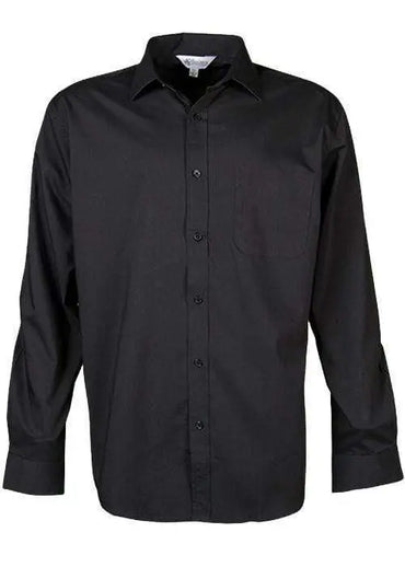Aussie Pacific Men's Kingswood Long Sleeve Shirt 1910l Corporate Wear Aussie Pacific Black XXS
