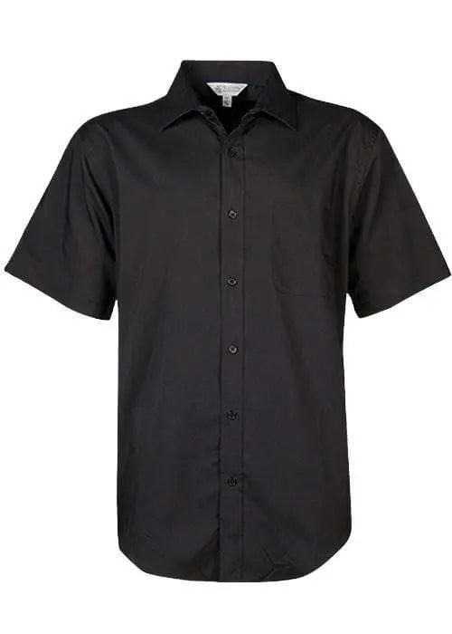 Aussie Pacific Men's Kingswood Short Sleeve Shirt 1910S Corporate Wear Aussie Pacific Black XXS