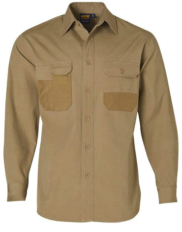Durable Long Sleeve Work Shirt WT06 Work Wear Australian Industrial Wear S Khaki