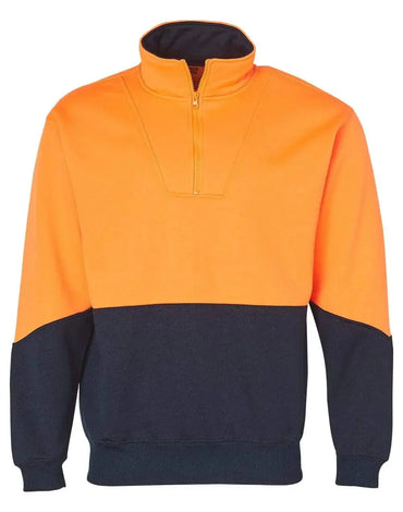 Hi-vis Long Sleeve Fleece Sweat SW13A Work Wear Australian Industrial Wear S Fluoro Orange/Navy