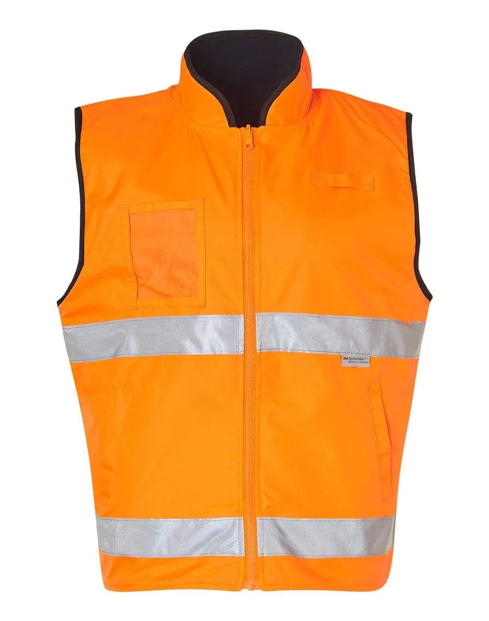 Hi-vis Safety Vest SW49 Work Wear Australian Industrial Wear S Fluoro Orange/Navy