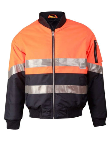 Hi-vis Two Tone Flying Jacket SW16A Work Wear Australian Industrial Wear S Fluoro Orange/Navy