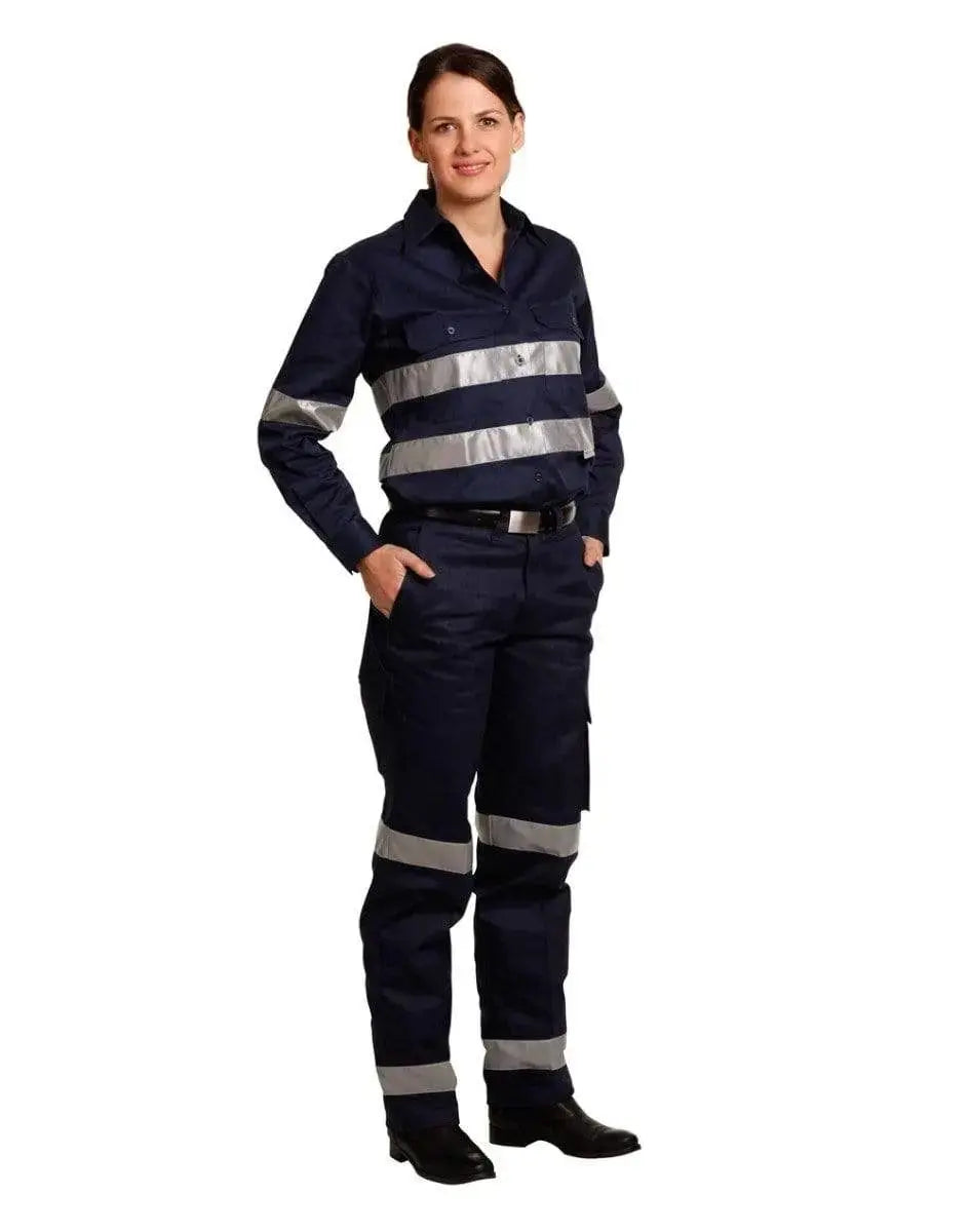 Ladies' Heavy Cotton Drill Cargo Pants With 3m Tapes WP15HV Metro Workwear.