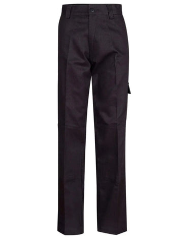 Men's Heavy Cotton Drill Cargo Pants WP03 Work Wear Australian Industrial Wear 77R Black