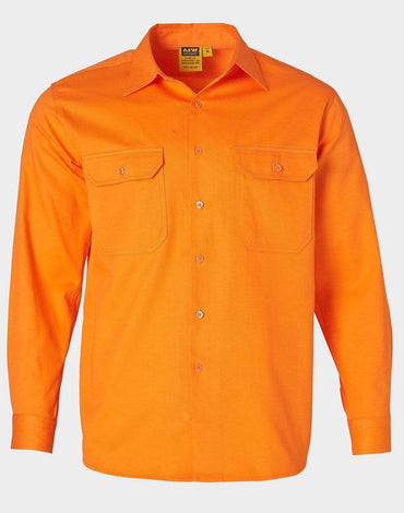 Men's Hi-vis L/s Drill Shirt SW51 Work Wear Australian Industrial Wear S Fluoro Orange
