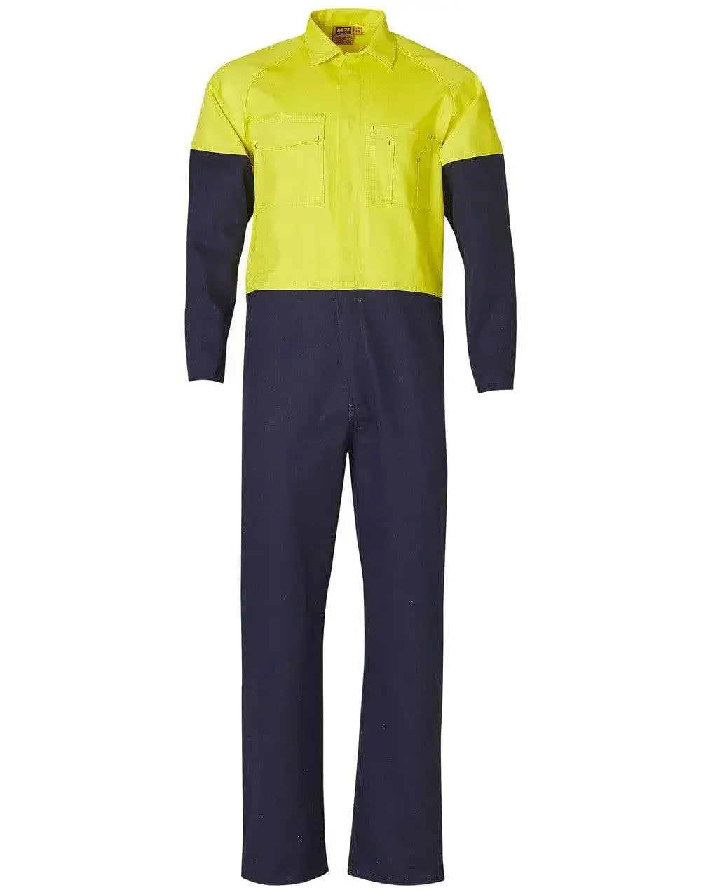 Men's Two Tone Coverall Regular Size SW204 Work Wear Australian Industrial Wear 77R Yellow/Navy