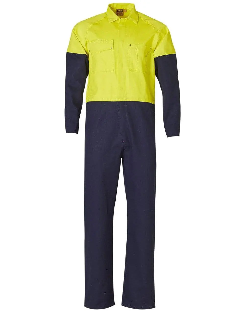 Men's Two Tone Coverall Stout Size SW205 Work Wear Australian Industrial Wear 87S Yellow/Navy
