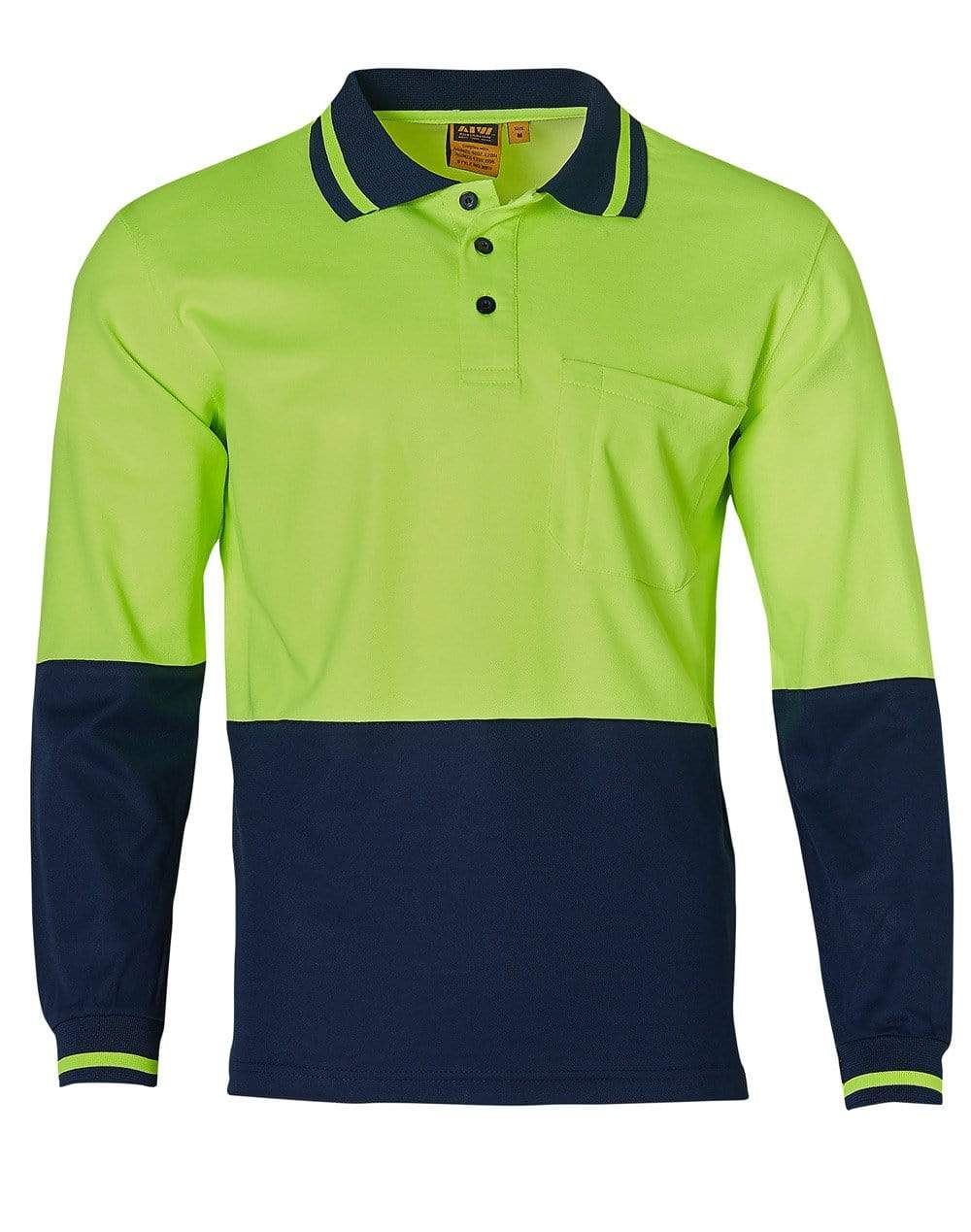 Safety Polo SW11 Work Wear Australian Industrial Wear S Fluoro Yellow/Navy
