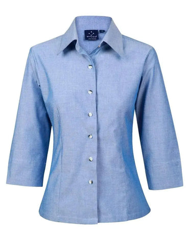 BENCHMARK Ladies' Chambray 3/4 Sleeve BS04 Metro Workwear.