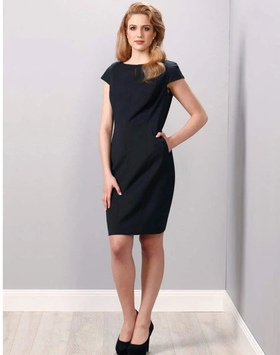 BENCHMARK Ladies’ Wool Blend Stretch Cap Sleeve Dress M9281 Corporate Wear Benchmark