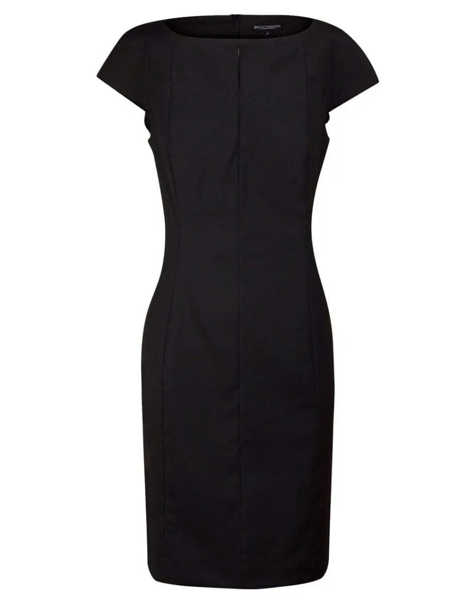 BENCHMARK Ladies’ Wool Blend Stretch Cap Sleeve Dress M9281 Corporate Wear Benchmark Black 6
