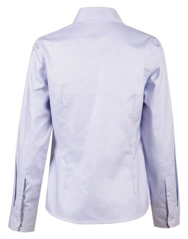 BENCHMARK Laides’ Dot Contrast Long Sleeve Shirt- white blue dot M8922 Corporate Wear Benchmark