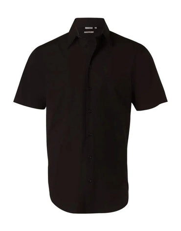 BENCHMARK Men's Cotton/Poly Stretch Short Sleeve Shirt M7020S Corporate Wear Benchmark Black 40