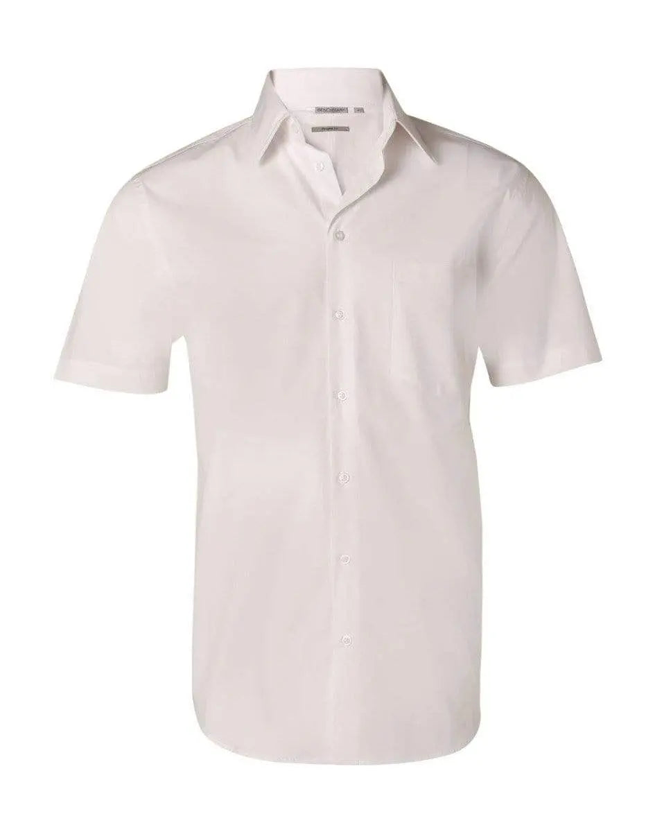 BENCHMARK Men's Cotton/Poly Stretch Short Sleeve Shirt M7020S Corporate Wear Benchmark White 40