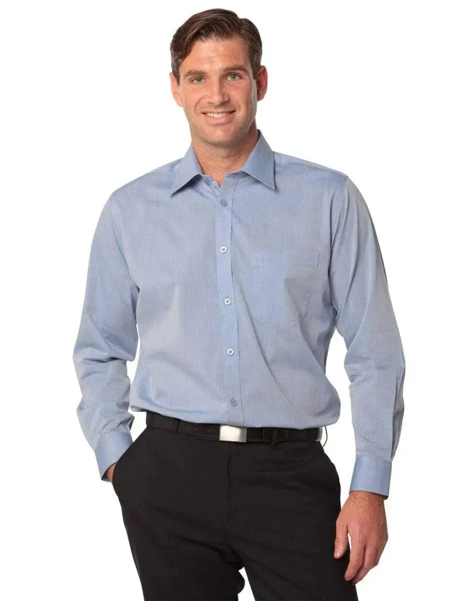 BENCHMARK Men's Fine Chambray Long Sleeve Shirt M7012 Metro Workwear.