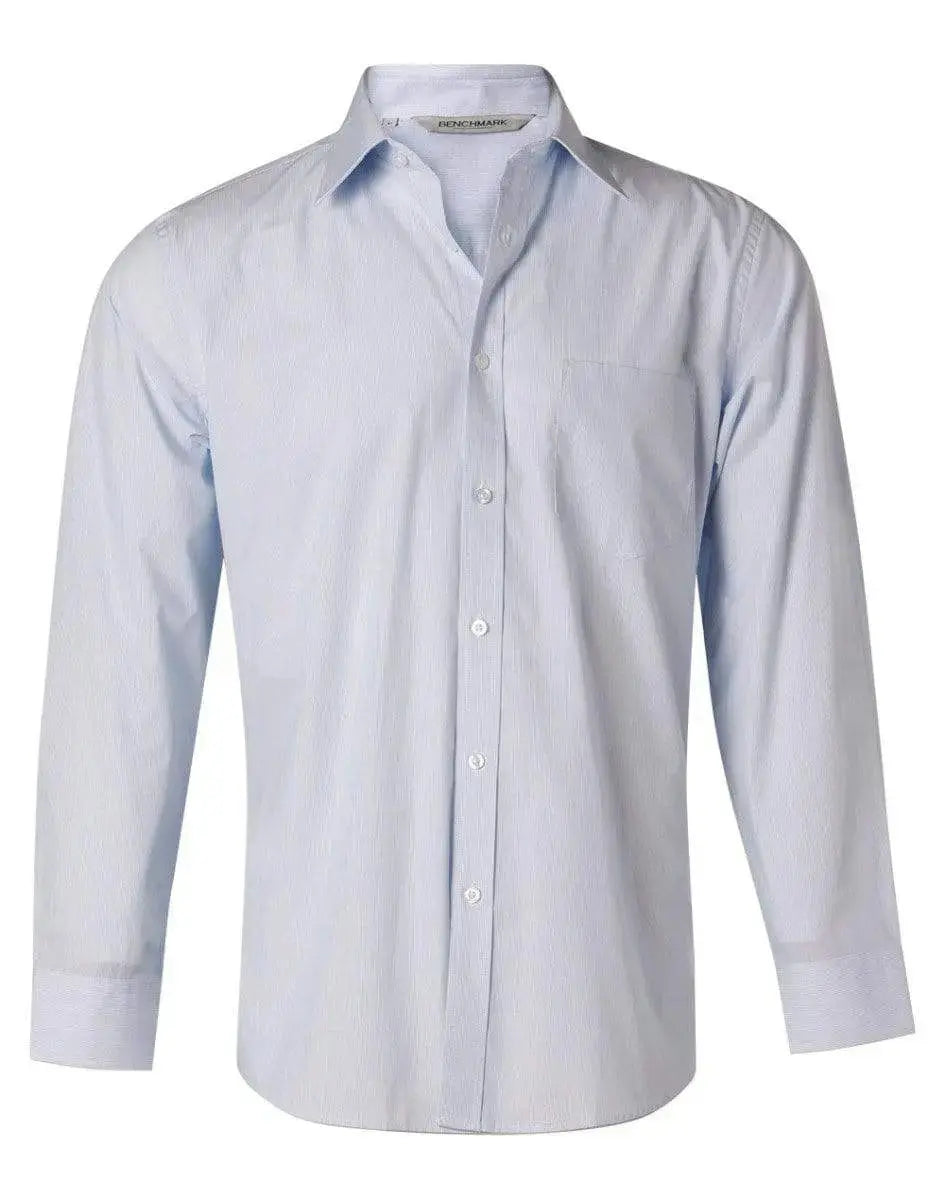 BENCHMARK Men's Fine Stripe Long Sleeve Shirt M7212 Metro Workwear.