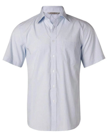 BENCHMARK Men's Fine Stripe Short Sleeve Shirt M7211 Corporate Wear Benchmark Pale Blue 38