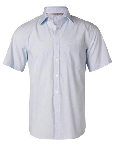 BENCHMARK Men's Fine Stripe Short Sleeve Shirt M7211 Metro Workwear.