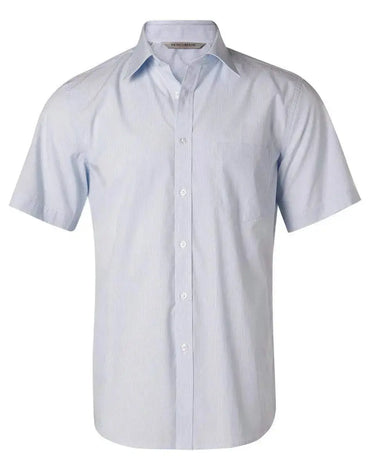 BENCHMARK Men's Fine Stripe Short Sleeve Shirt M7211 Metro Workwear.
