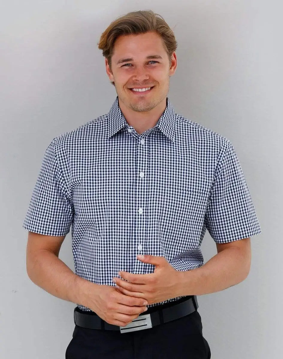 BENCHMARK Men’s Gingham Check Short Sleeve Shirt M7300S Corporate Wear Benchmark