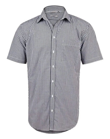 BENCHMARK Men’s Gingham Check Short Sleeve Shirt M7300S Corporate Wear Benchmark Black/White XS