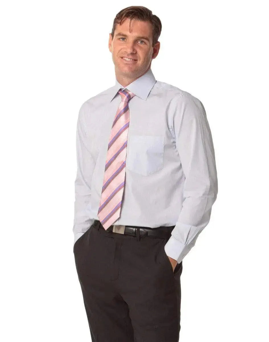 BENCHMARK Men’s Mini Check Premium cotton long sleeve shirt M7362 Metro Workwear.