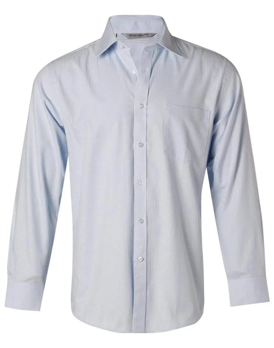 BENCHMARK Men's Pinpoint Oxford Long Sleeve Shirt M7005L Corporate Wear Benchmark Blue 38