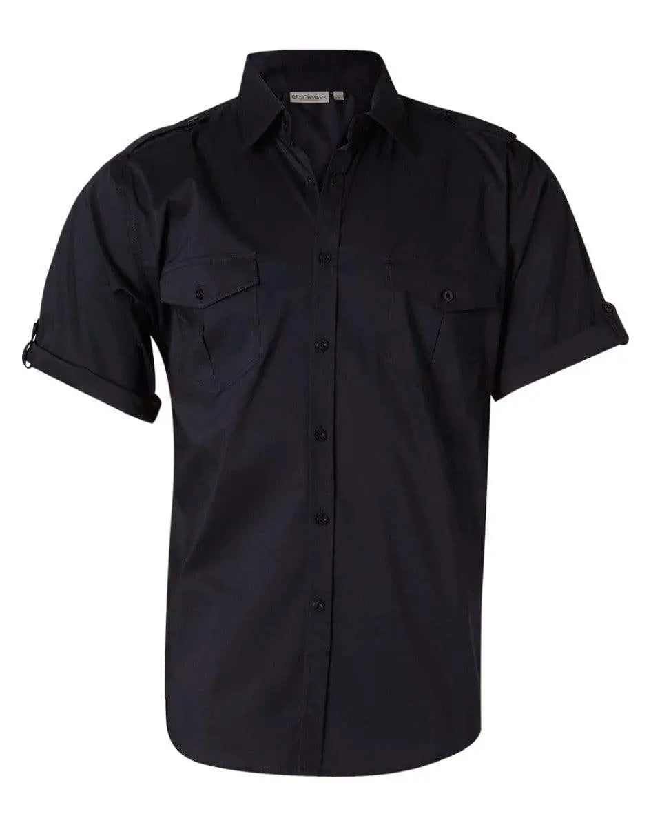 BENCHMARK Men's Short Sleeve Military Shirt M7911 Corporate Wear Benchmark Navy S