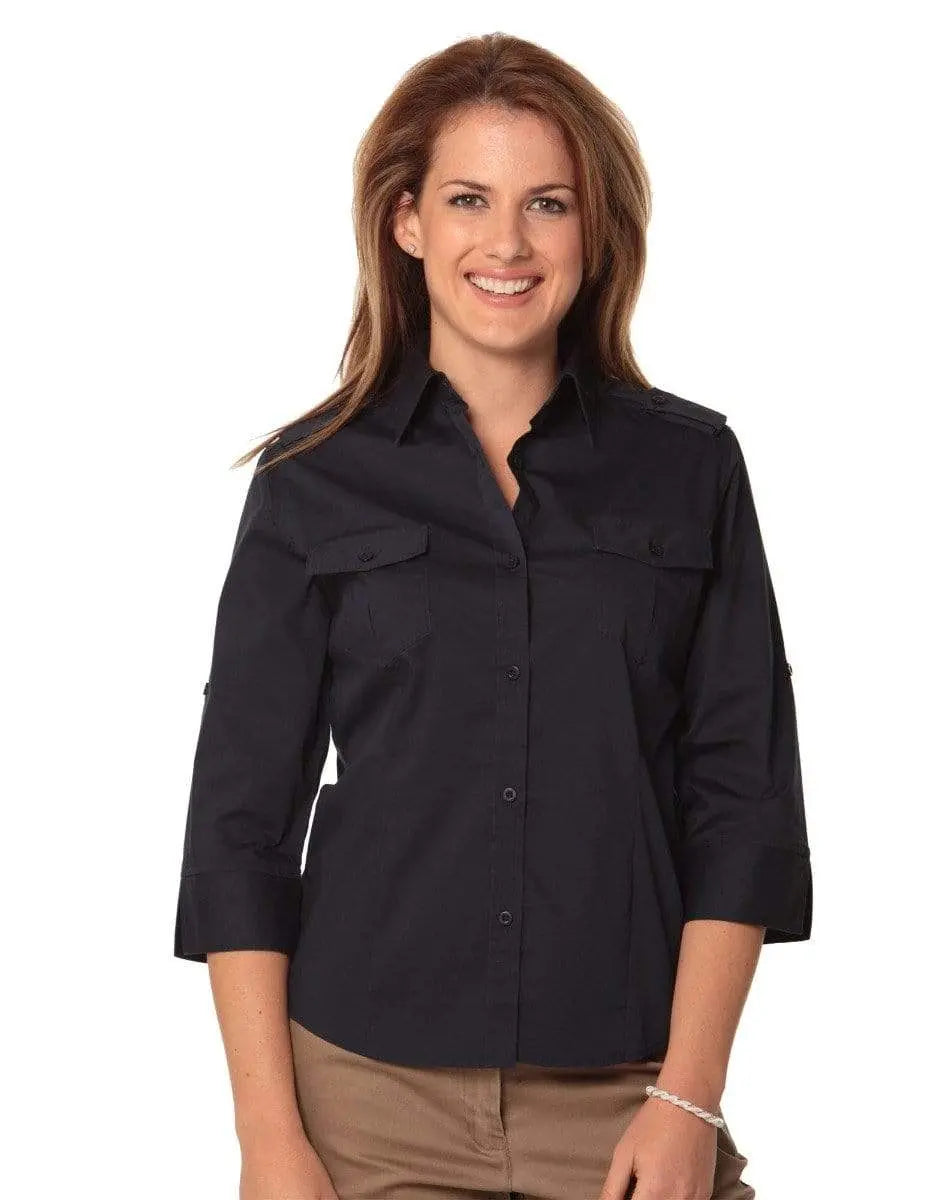 BENCHMARK Women's 3/4 Sleeve Military Shirt M8913 Corporate Wear Benchmark Navy 6