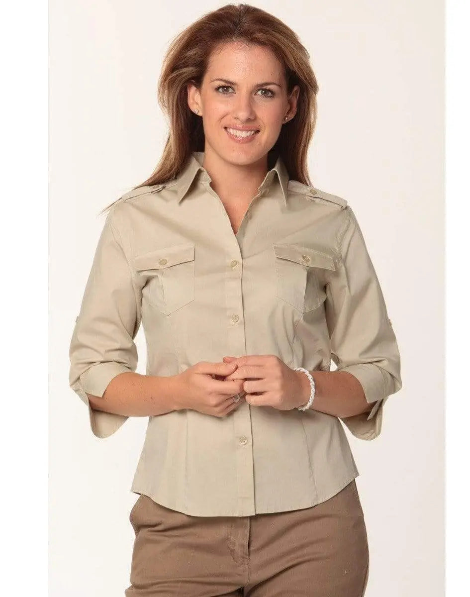 BENCHMARK Women's 3/4 Sleeve Military Shirt M8913 Corporate Wear Benchmark Sand 6