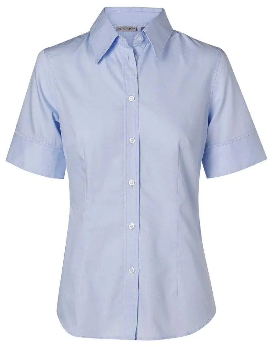 BENCHMARK Women's Fine Twill Short Sleeve Shirt  M8030S Corporate Wear Benchmark Blue 6