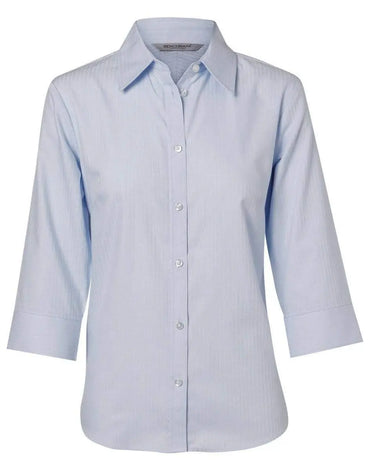 BENCHMARK Women's Mini Herringbone 3/4 Sleeve Shirt M8113 Corporate Wear Benchmark Pale Blue 6