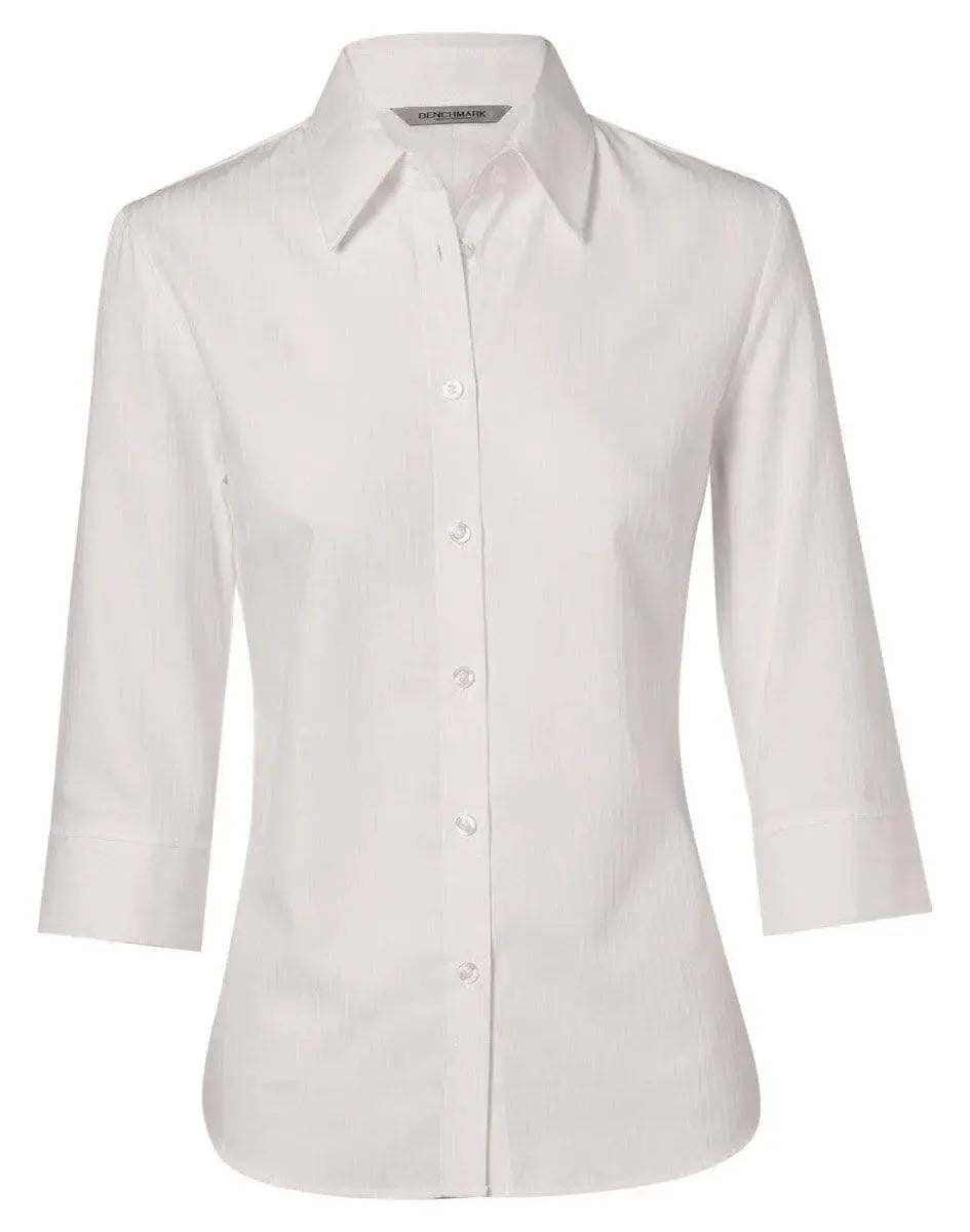 BENCHMARK Women's Mini Herringbone 3/4 Sleeve Shirt M8113 Metro Workwear.