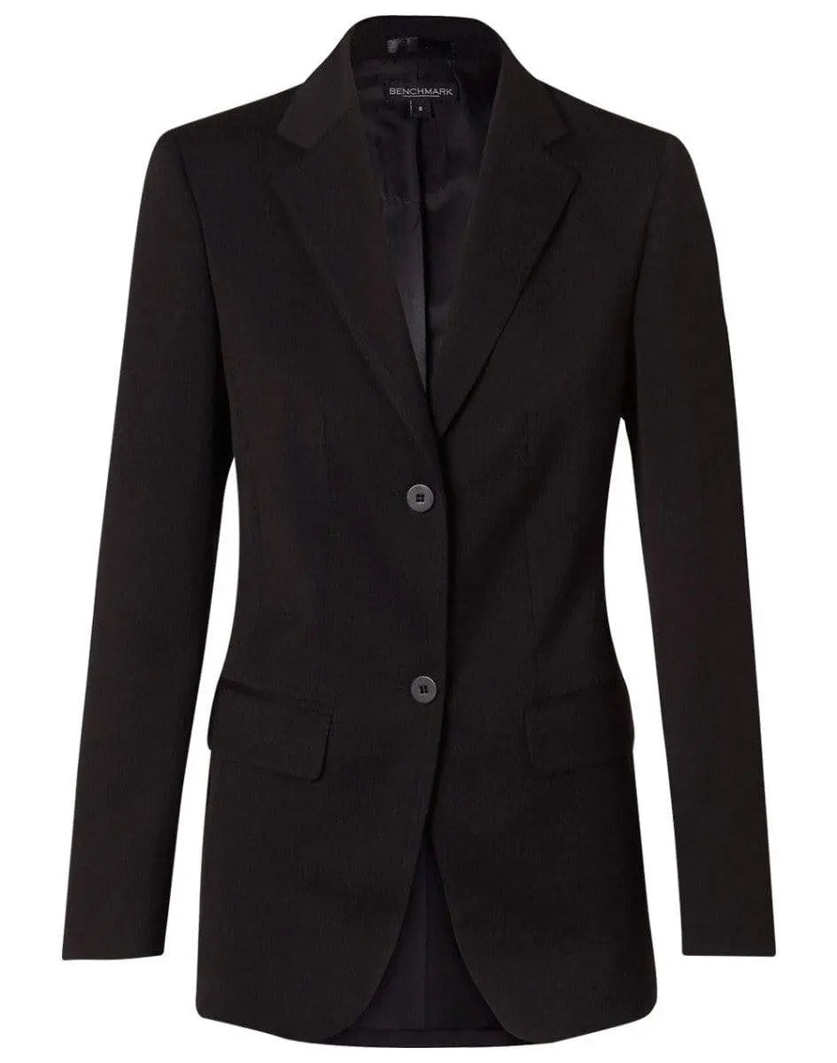 BENCHMARK Women's Poly/Viscose Stretch Two Buttons Mid Length Jacket M9206 Corporate Wear Benchmark Black 6