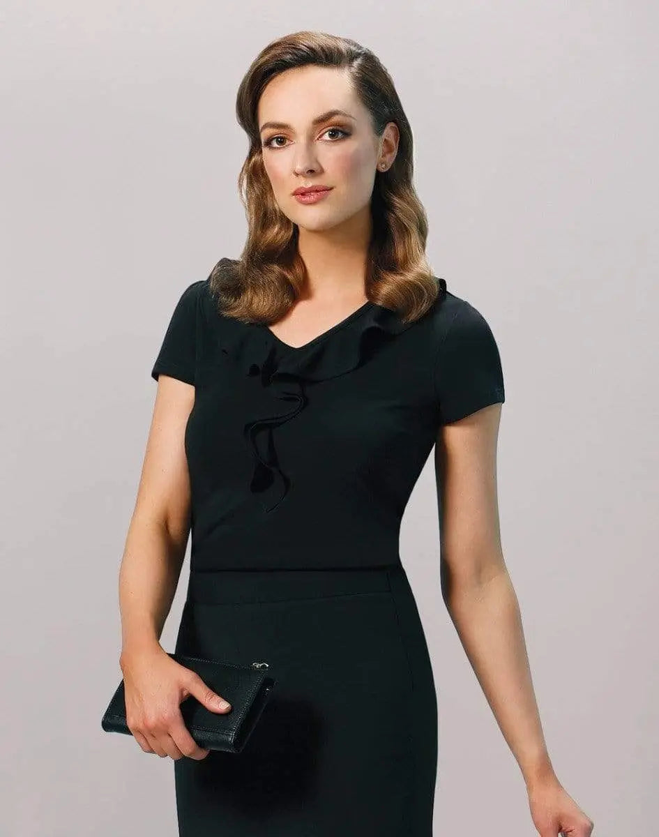 BENCHMARK Women's Ruffle Front Blouse M8820 Corporate Wear Benchmark