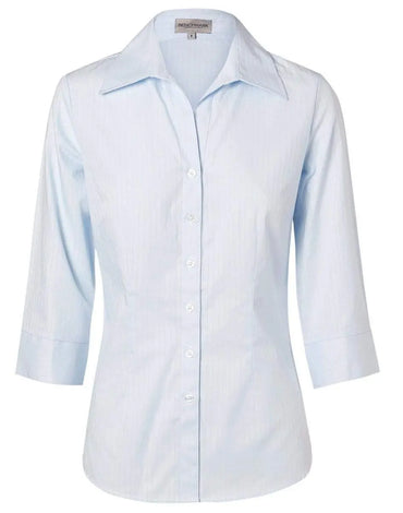 BENCHMARK Women's Self Stripe 3/4 Sleeve Shirt M8100Q Corporate Wear Benchmark Pale Blue 6