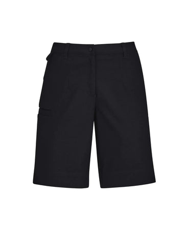 Biz Care Womens Comfort Waist Cargo Short CL957LS in Black