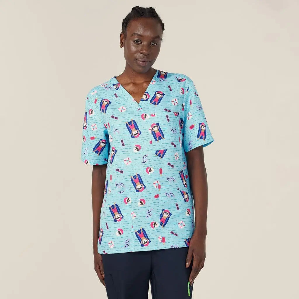Unisex Christmas Santa Pool Party Scrub Top CATRGK NNT