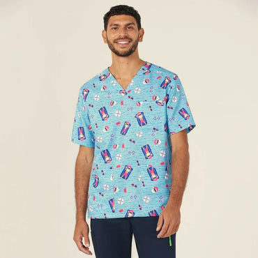 Unisex Christmas Santa Pool Party Scrub Top CATRGK NNT