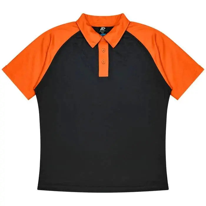 Aussie Pacific Manly Mens Polo 1318 Aussie Pacific BLACK/ELECTRIC ORANGE S