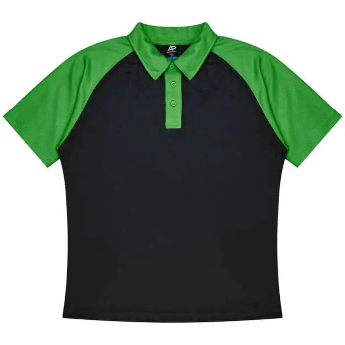 Aussie Pacific Manly Mens Polo 1318 Aussie Pacific BLACK/KAWA GREEN S
