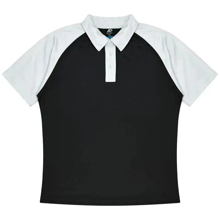 Aussie Pacific Manly Mens Polo 1318 Aussie Pacific BLACK/WHITE S