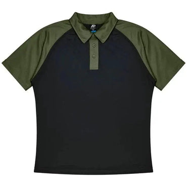 Aussie Pacific Manly Kids Polo Shirt 3318 Aussie Pacific BLACK/ARMY GREEN 4