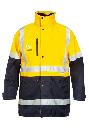 Hard Yakka 4 In 1 Hi Vis Jacket Y06057 Work Wear Hard Yakka Yellow/Navy 2XS