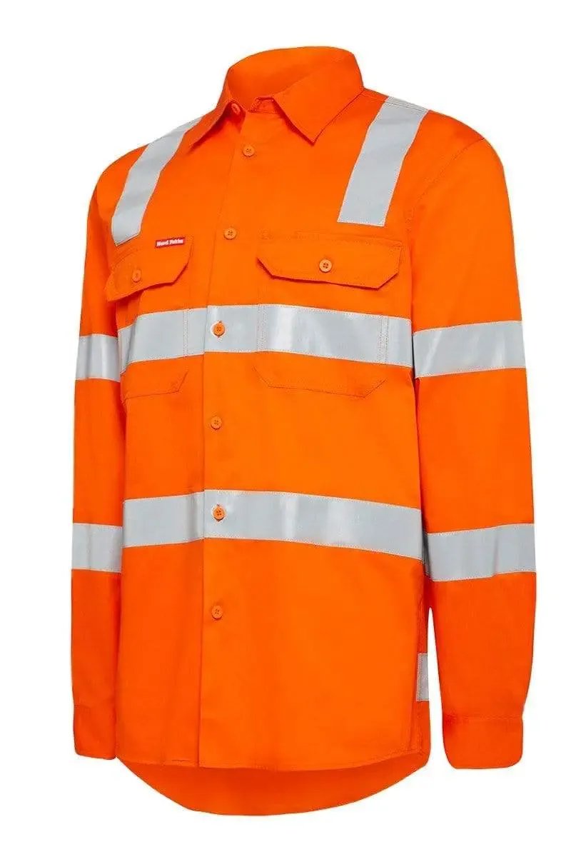 Hard Yakka Taped X Back Hi Vis Work Shirt Y04275 in Orange